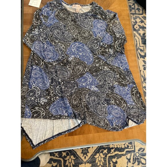 Philosophy Woman Republic Clothing 2X Blue & White 3/4 Sleeve Shirt Made In Viet - Picture 1 of 6